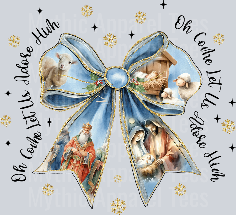 Christmas Scripture Bow Black letters DTF Christmas Transfers