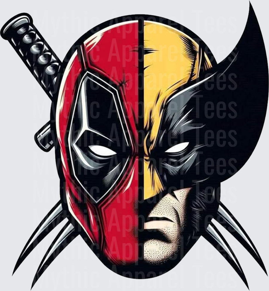 Marvel Super Heroes Deadpool Wolverine Split Face Mashup