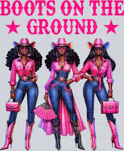 Boots on the ground Stunnin Pink DTF Western Girl Transfers