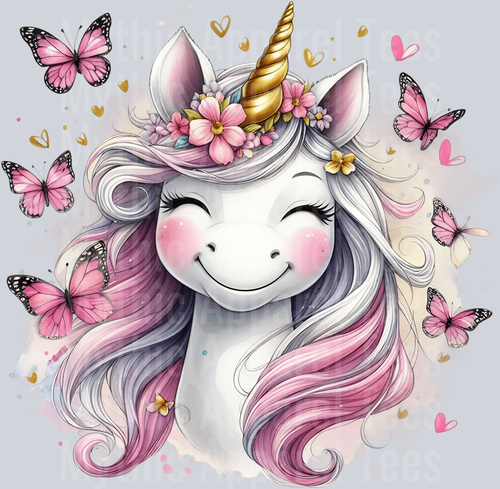 Unicorn with butterflies DTF Unicorn Transfers