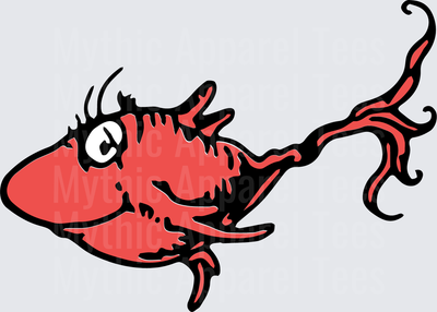DR Seuss Red Fish Cartoon Whimsical Creature Design