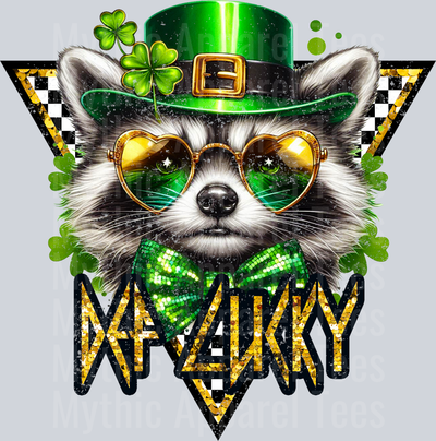 Sequin Def Lucky Raccoon St Patrick's Day