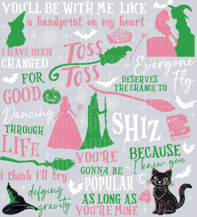 Pink Goes Good With Green Wicked Movie back DTF Wicked Transfers