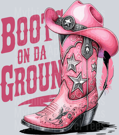 Pink with Silver Stars Boots on the Ground DTF Western Girl Transfers
