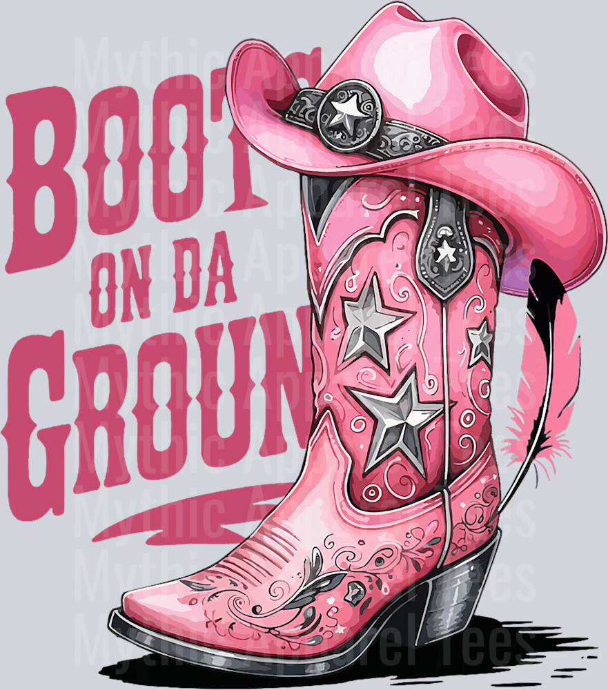Pink with Silver Stars Boots on the Ground DTF Western Girl Transfers