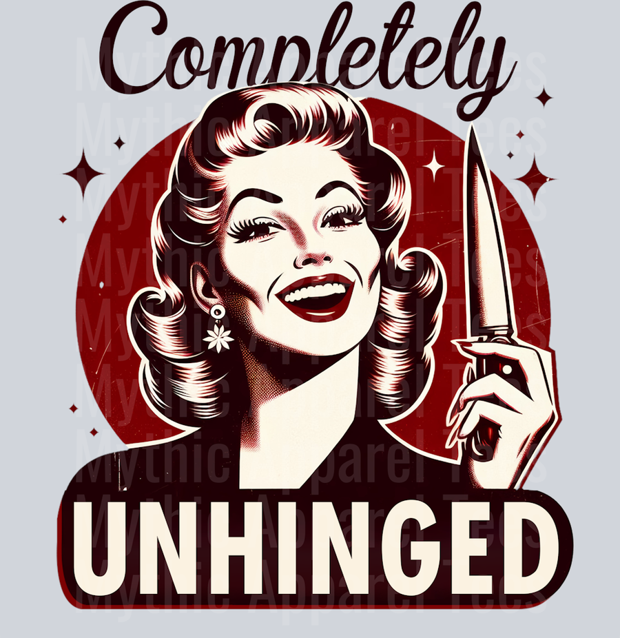Completely unhinged red and black with knife 2 DTF 50s Funny Wife Transfers