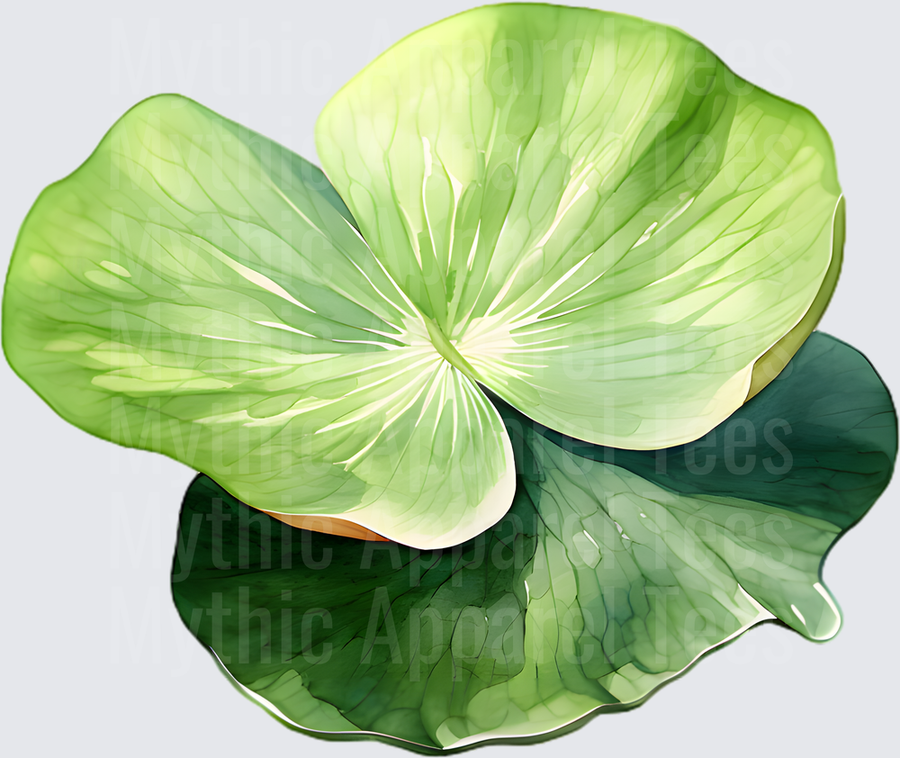 Watercolor Lily Pad Floating Green Lotus Leaf Botanical Nature Design
