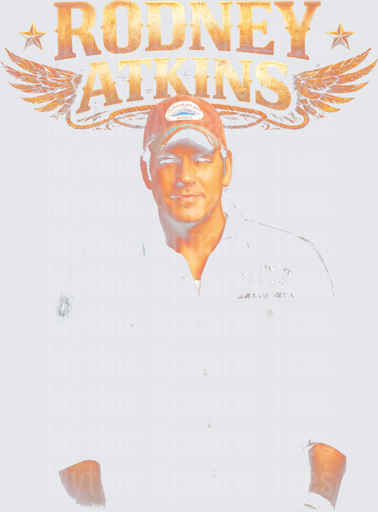Rodney Atkins Country Artist Portrait with Gold Wings and Stars Logo Graphic