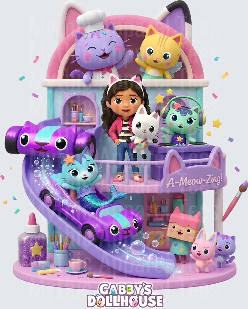 Gabby's Doll House A-Meow-Zing Cast Scene with Slide