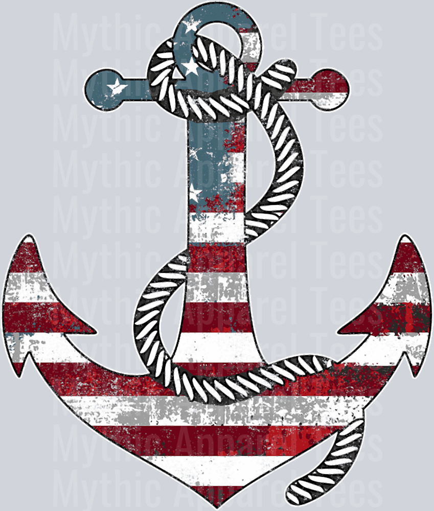 American Flag Anchor with rope DTF Patriotic Transfers