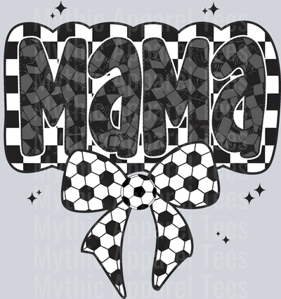 mama checker outline checker bow cute style DTF Soccer Transfers
