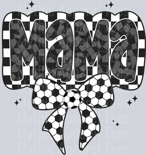 mama checker outline checker bow cute style DTF Soccer Transfers