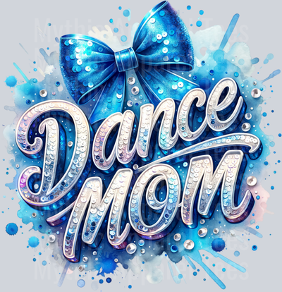 0019 Dance Mom Sequins Lt Blue DTF Dance Mom Transfers