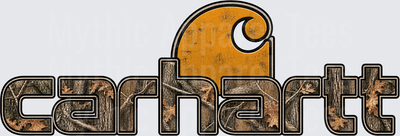 Carhartt Logo Realtree Camo Woodland Camouflage Pattern with Distressed Orange C Logo