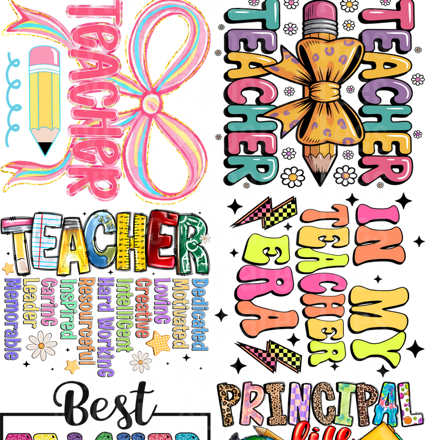 TEACHER VARIETY GANG SHEET 10 FULL SIZE IMAGES