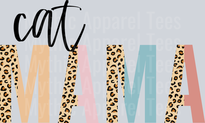 Cat mama Leopard Cute Pastels DTF Cat Transfers