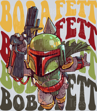 Boba Fett Star Wars Stacked Name Disney
