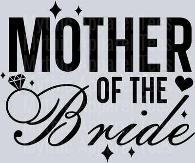 Mother of the bride black with sparkles DTF Wedding Transfers