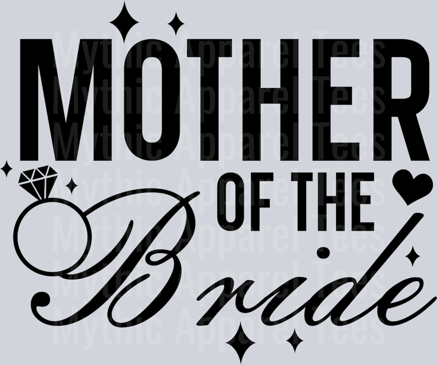 Mother of the bride black with sparkles DTF Wedding Transfers