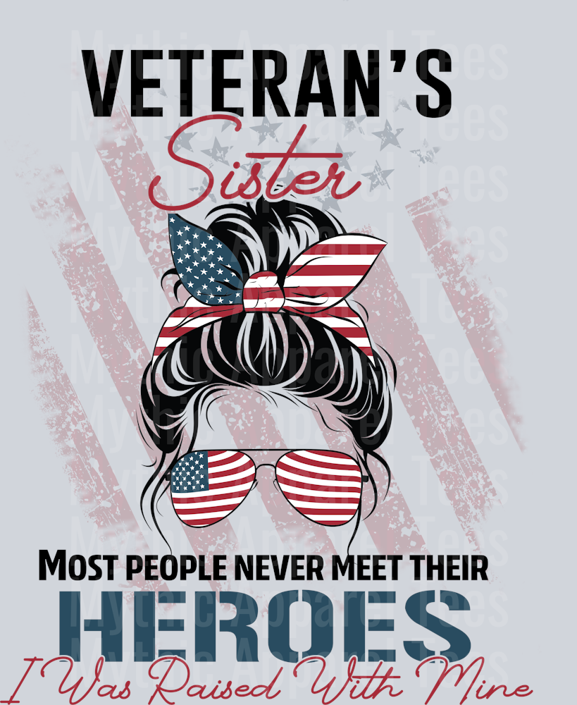Veteran's sister USA Hair Bow DTF General Military Transfers