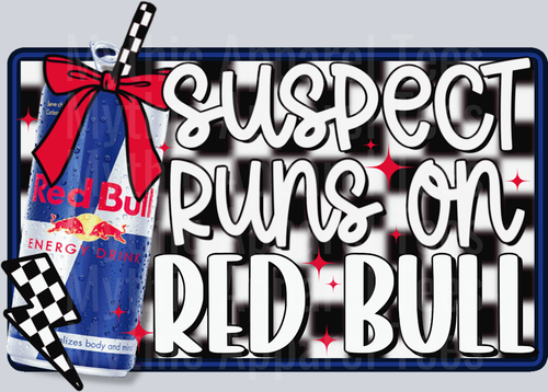 Suspect Runs On Red Bull DTF Red Bull Transfers
