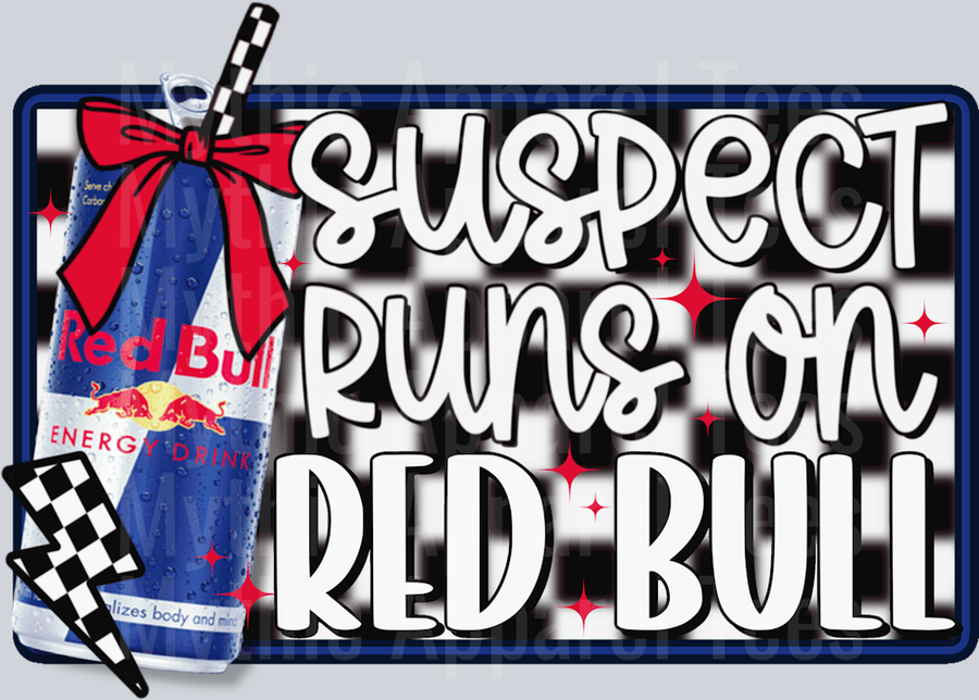 Suspect Runs On Red Bull DTF Red Bull Transfers