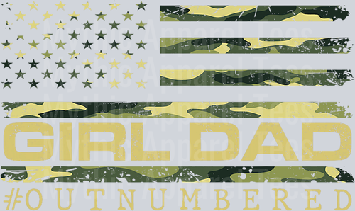 Girl Camo Dad American USA Flag Dad Of Girls 4th Of July DTF Father's Day Transfers