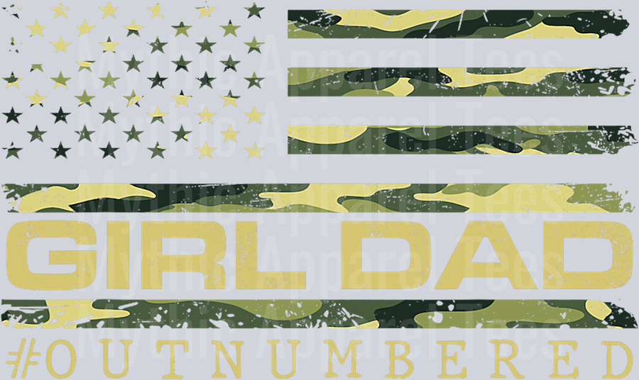 Girl Camo Dad American USA Flag Dad Of Girls 4th Of July DTF Father's Day Transfers