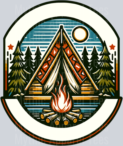 Camping tent and fire 38 DTF Camping Transfers