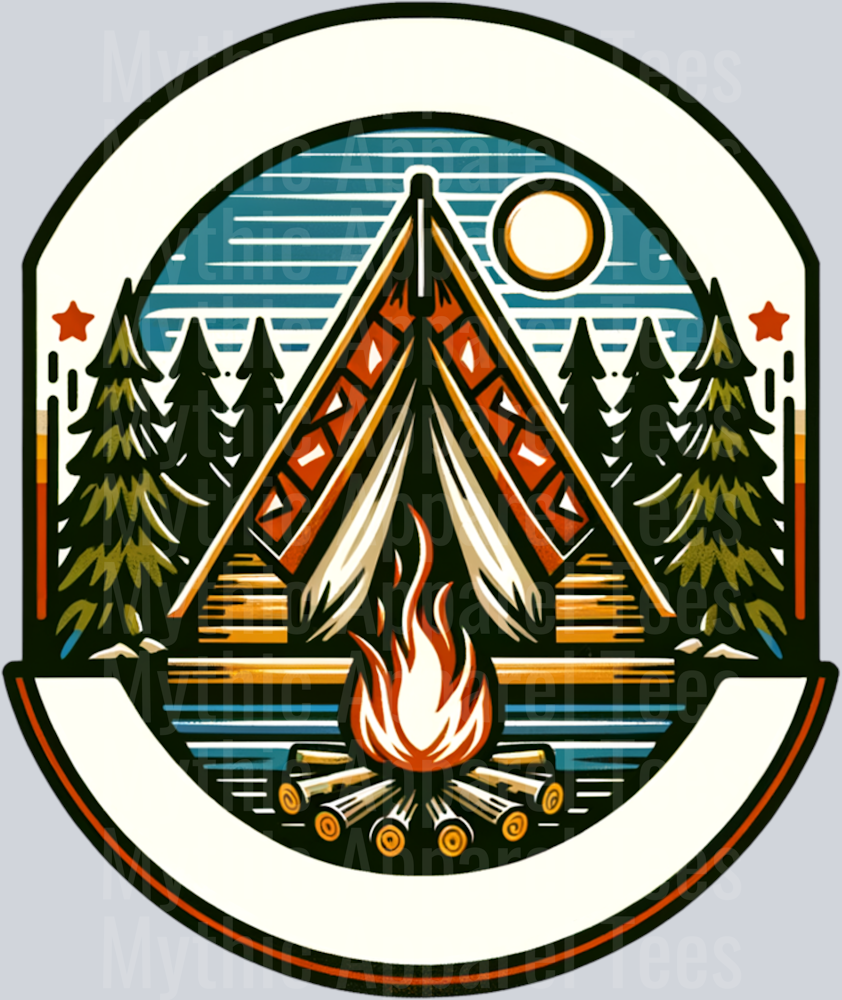Camping tent and fire 38 DTF Camping Transfers