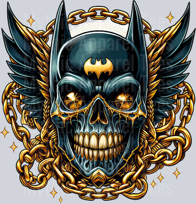 Batman Gold Chain Skull DTF Superhero Transfers