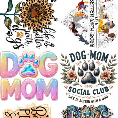 DOG MOM 2 GANG SHEET 10 FULL SIZE IMAGES