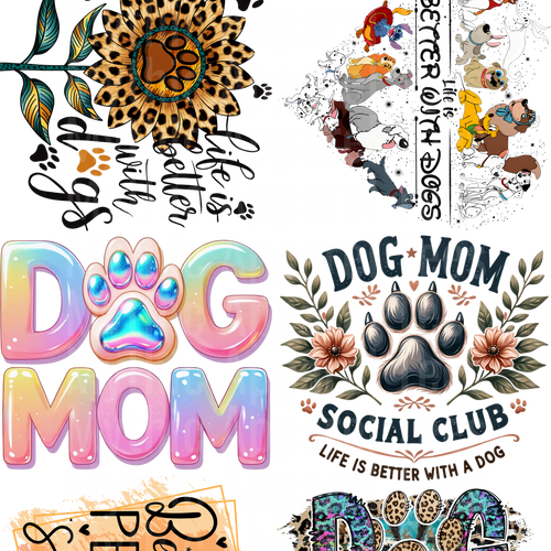 DOG MOM 2 GANG SHEET 10 FULL SIZE IMAGES