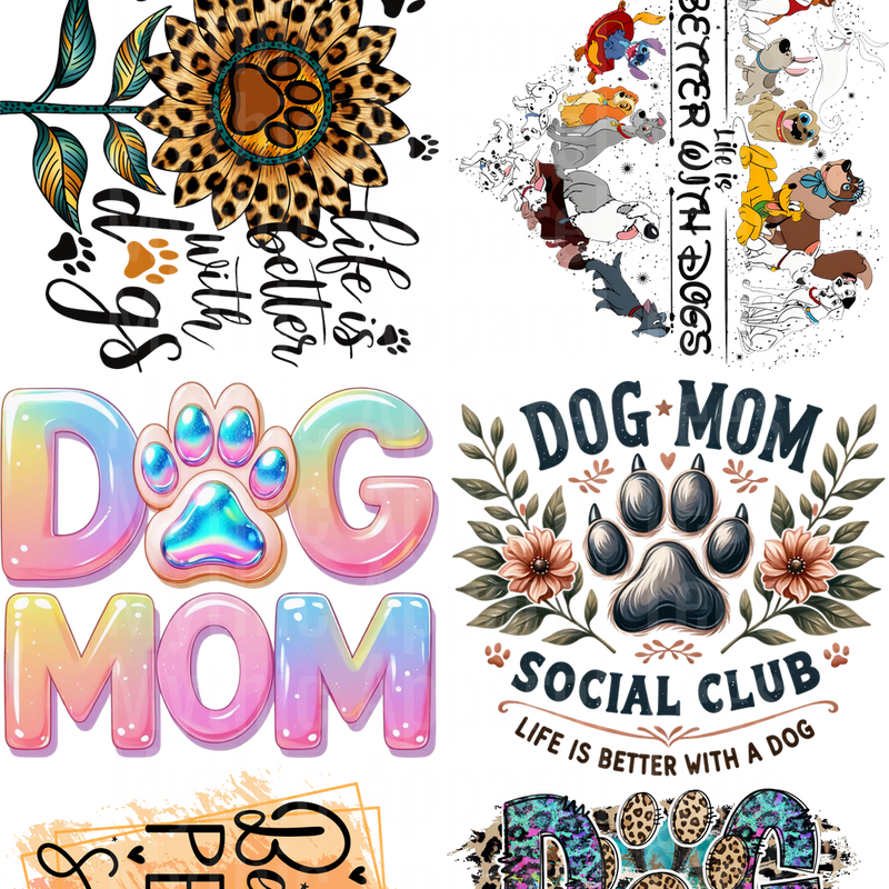 DOG MOM 2 GANG SHEET 10 FULL SIZE IMAGES