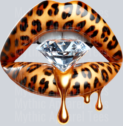Gold Leopard Diamond Lips (21) DTF Glam Transfers