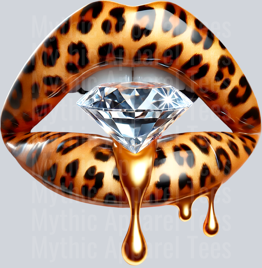 Gold Leopard Diamond Lips (21) DTF Glam Transfers
