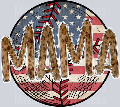 Baseball Mama Flag usa flag with rustic style retro baseball DTF Baseball Transfers