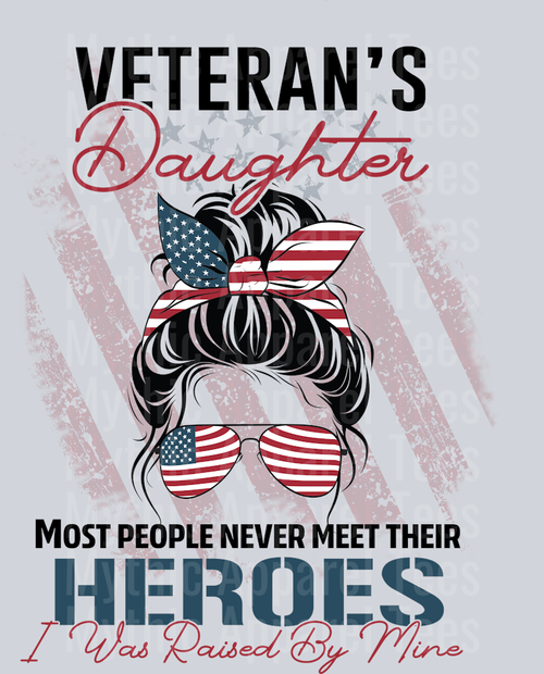 Veteran's daughter USA Hair Bow DTF General Military Transfers
