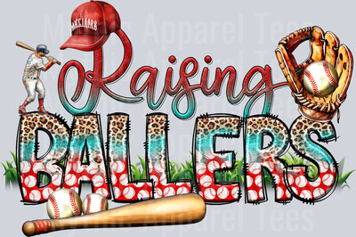 Raising ballers baseball and bat DTF Baseball Transfers