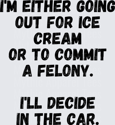 Golden Girls I'm Either Going Out For Ice Cream Or To Commit A Felony I'll Decide In The Car Funny Sarcastic Humor Bold Text