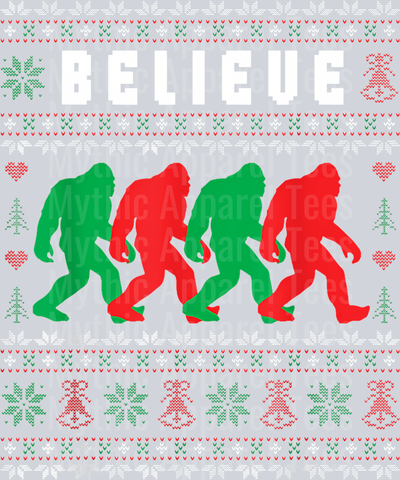 47 Christmas Bigfoot Believe Sasquatch Ugly Christmas Sweater T-Shirt