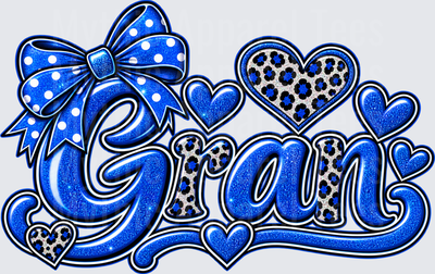Names For Grandma Gran Blue Glitter Leopard Print Polka Dot Bow Hearts Script