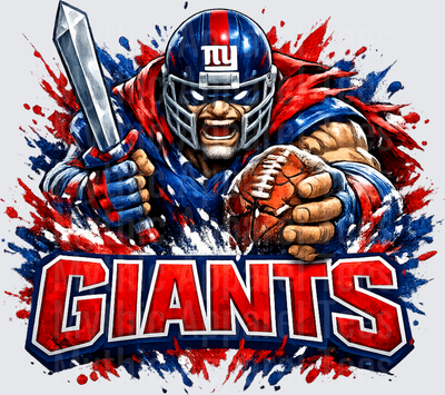 NFL New York Giants Warrior Sword Football Mascot Splatter