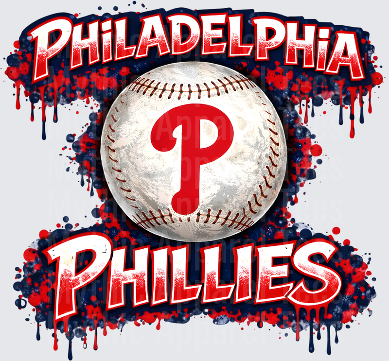 MLB Transfers Philadelphia Phillies Baseball Paint Splatter Design