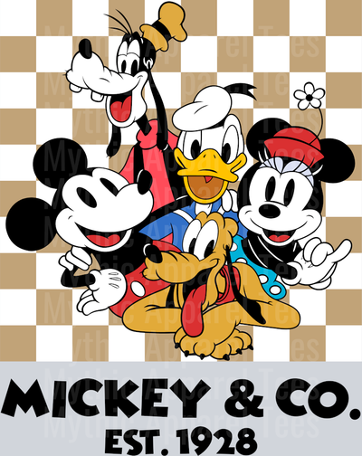 Original Character Designs Tan Checkers Mickey and CO DTF Disney Transfers