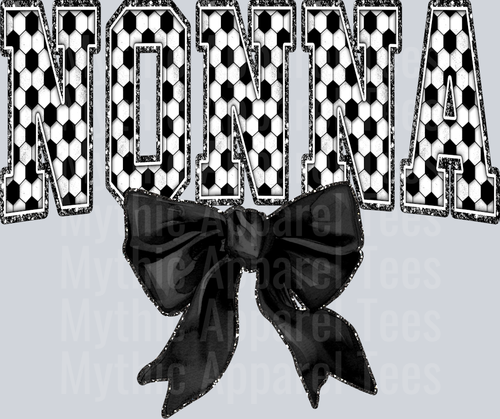 Soccer Nonna With Bow College Font Floral Pattern School Spirit & Sports