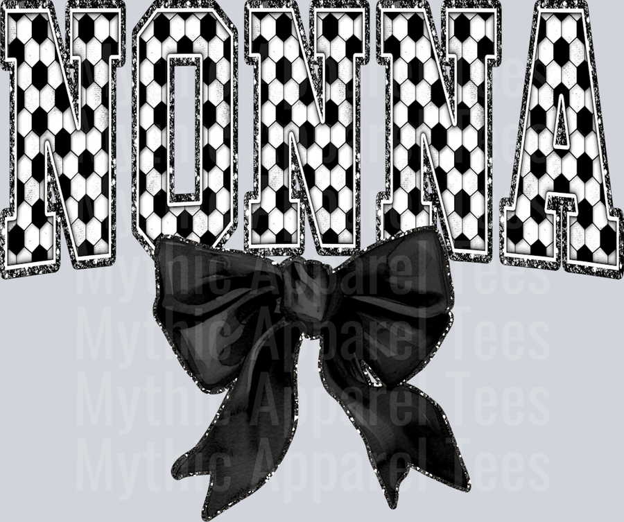 Soccer Nonna With Bow College Font Floral Pattern School Spirit & Sports