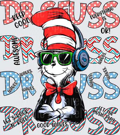 DR Seuss Cat in the Hat Cool Headphones Green Shades Music