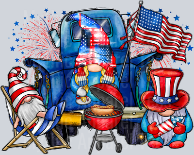 American Gnome Truck 4th of july DTF Patriotic Transfers