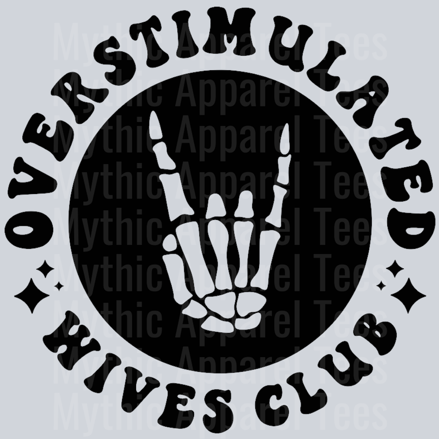 Overstimulated Wives Club Pocket Design Wavy Retro Funny Designs